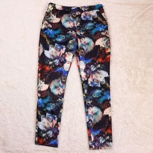 MISSGUIDED Artsy Bold Watercolor Print Pants 12